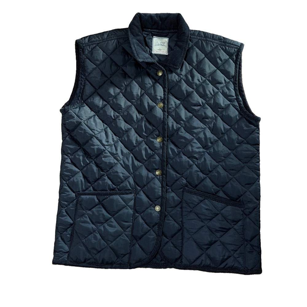 Giani Feroti  Navy Blue Quilted Jacket Size L Diamond Stitch Padded Vest